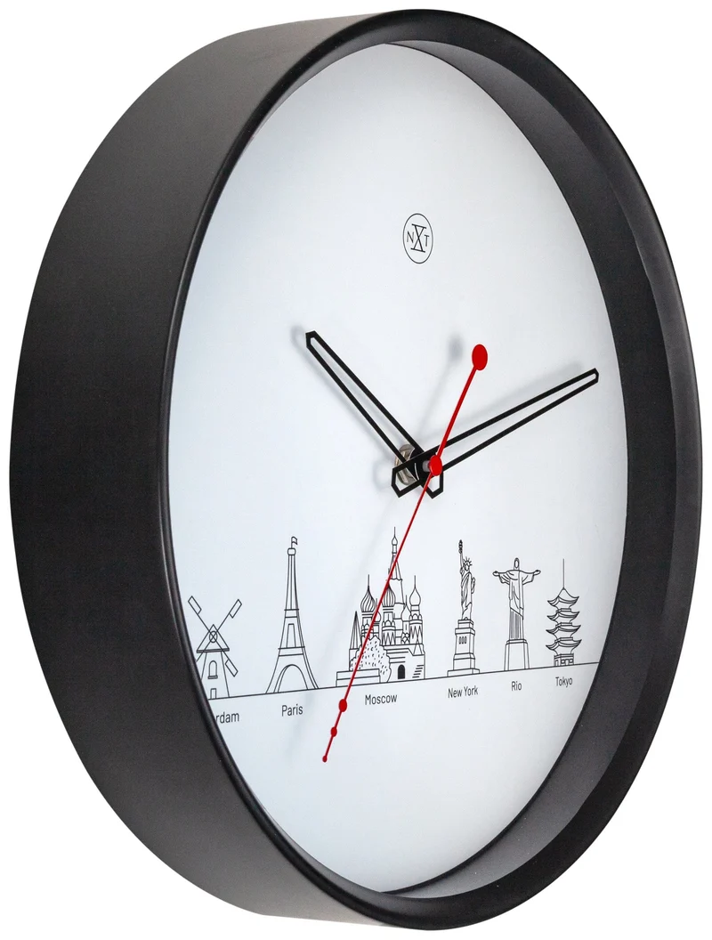 Wall clock - 30 cm - Plastic - 'Worldtour'