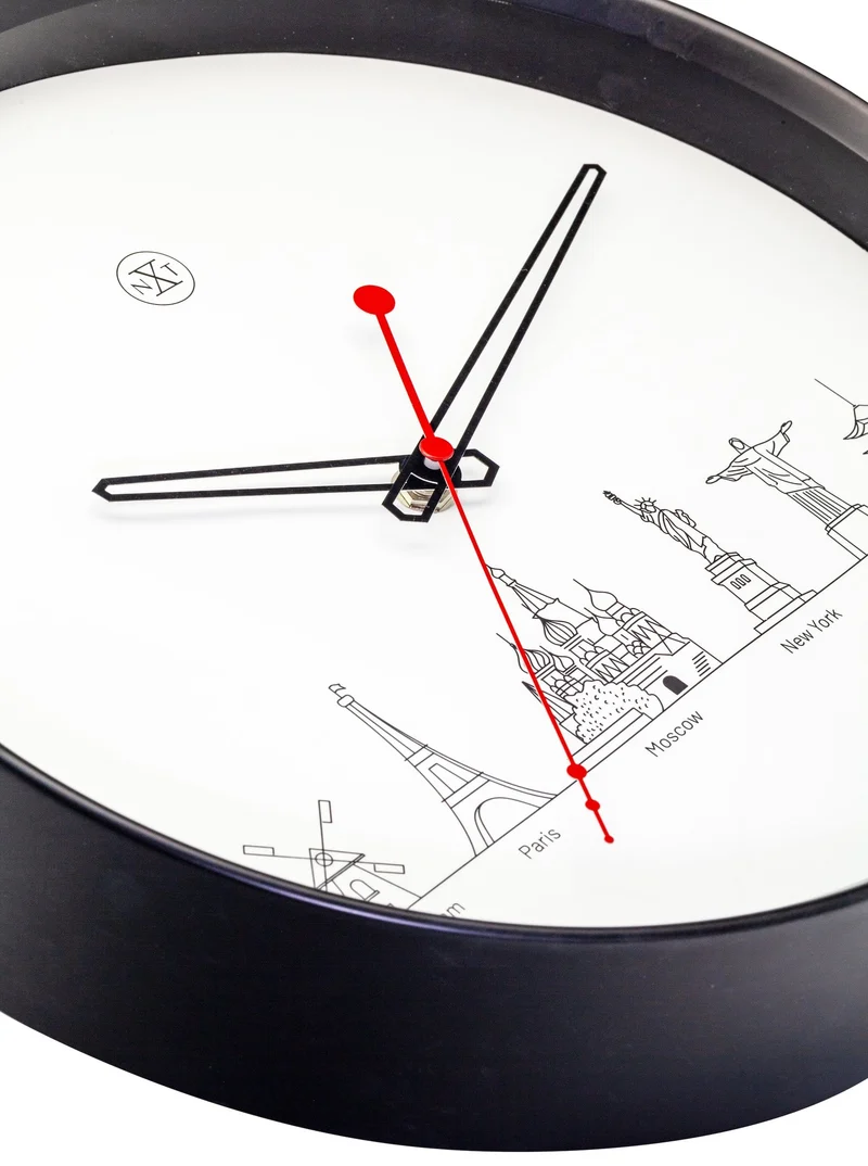 Wall clock - 30 cm - Plastic - 'Worldtour'