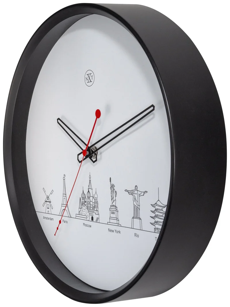 Wall clock - 30 cm - Plastic - 'Worldtour'