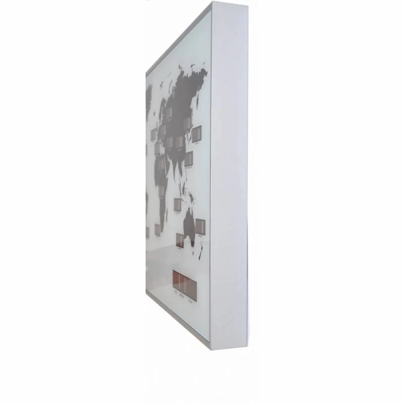 Wall clock - 55 x 36 x 4 cm - Glass - Aluminum - World time clock - 'World Time Digit'