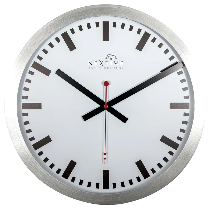 Wall clock - 35 cm - Aluminum - 'Station Radio Controlled (DCF) Stripe'