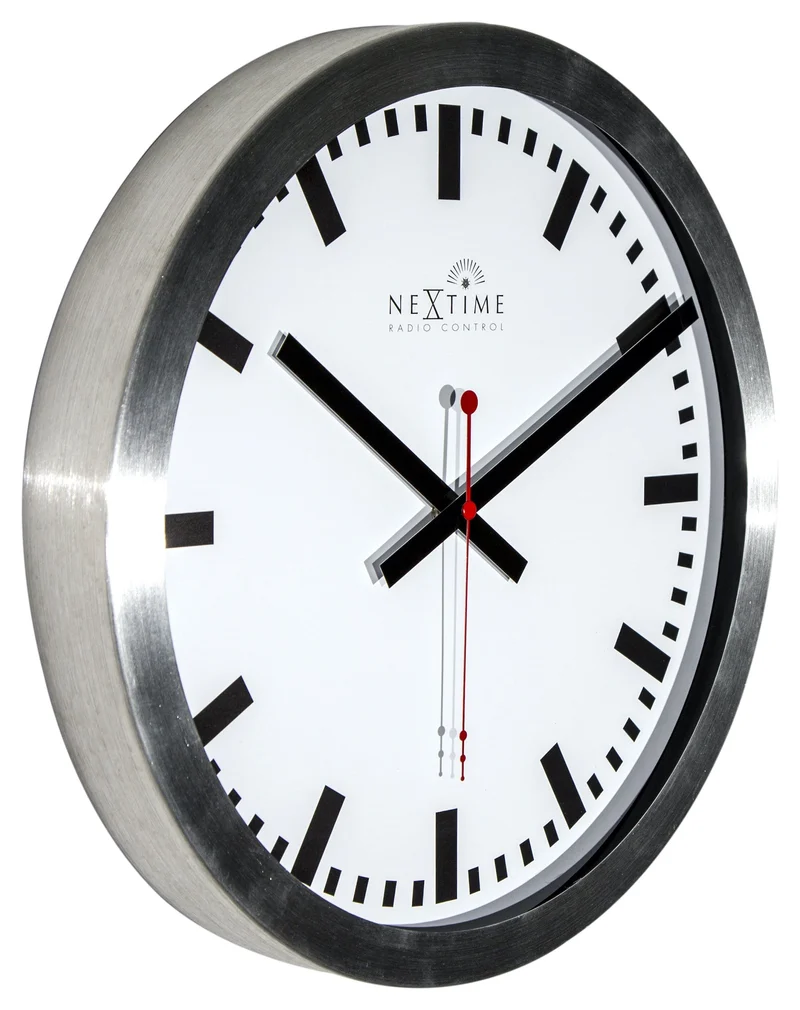Wall clock - 35 cm - Aluminum - 'Station Radio Controlled (DCF) Stripe'