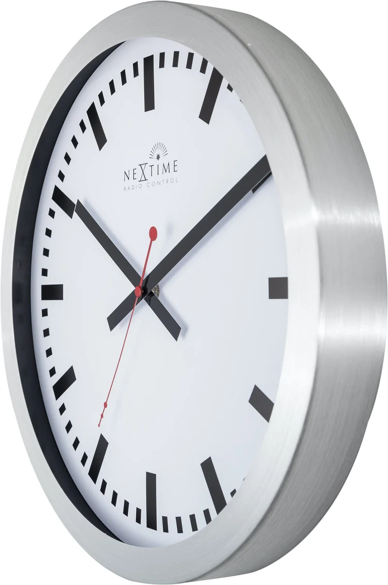Wall clock - 35 cm - Aluminum - 'Station Radio Controlled (DCF) Stripe'