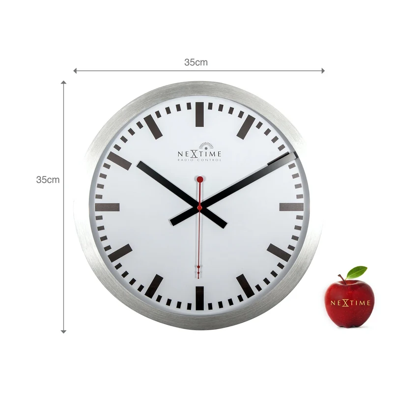 Wall clock - 35 cm - Aluminum - 'Station Radio Controlled (DCF) Stripe'