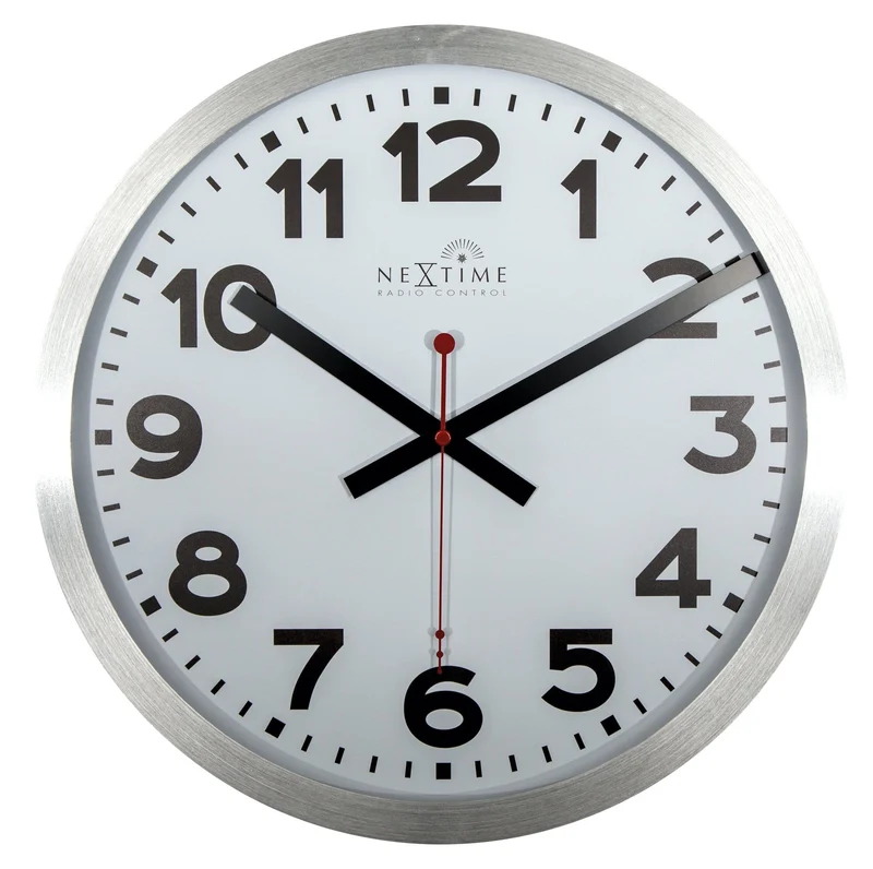 Wall clock - 35 cm - Aluminum - 'Station Radio Controlled (DCF) Numbers'