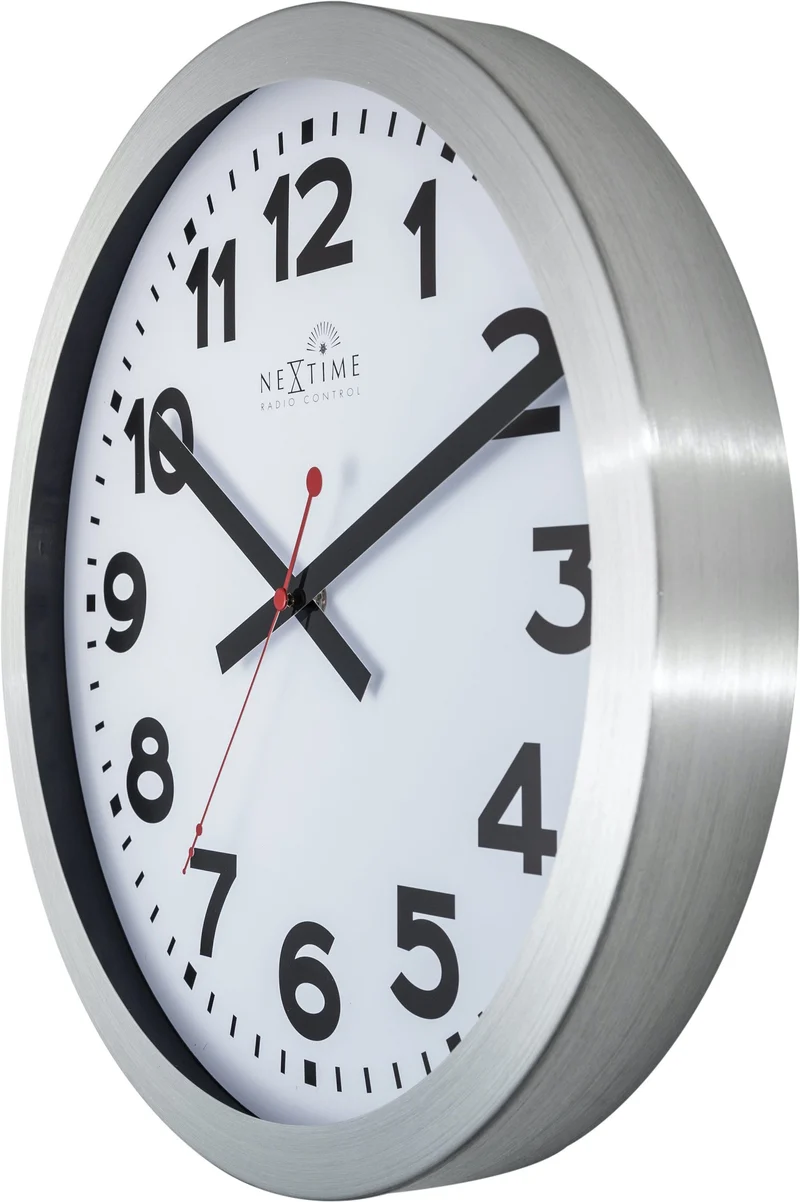 Wall clock - 35 cm - Aluminum - 'Station Radio Controlled (DCF) Numbers'