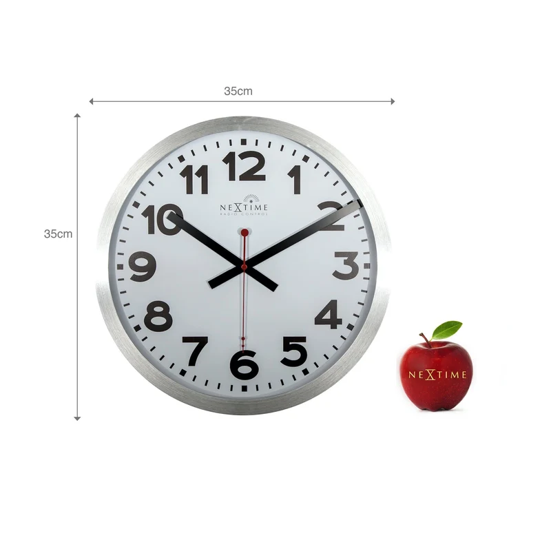 Wall clock - 35 cm - Aluminum - 'Station Radio Controlled (DCF) Numbers'