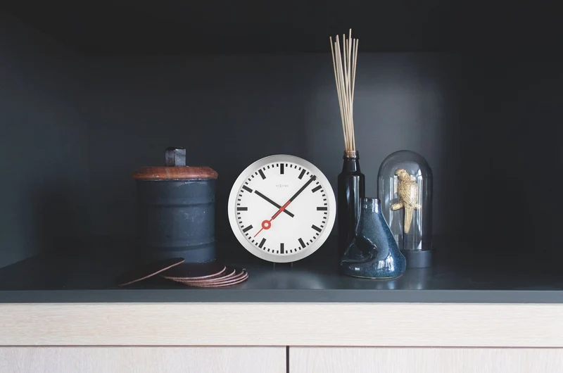 Wall clock/Table clock - Aluminum - 'Station Stripe'