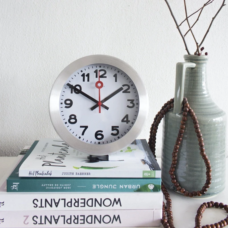 Wall clock/ Table clock - Aluminum - 'Station Numbers'