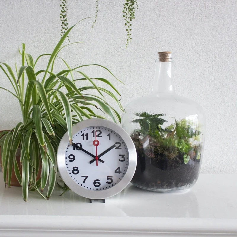 Wall clock/ Table clock - Aluminum - 'Station Numbers'