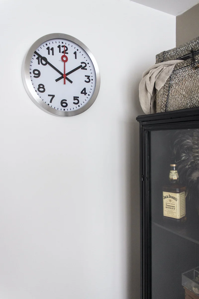 Wall clock/ Table clock - Aluminum - 'Station Numbers'