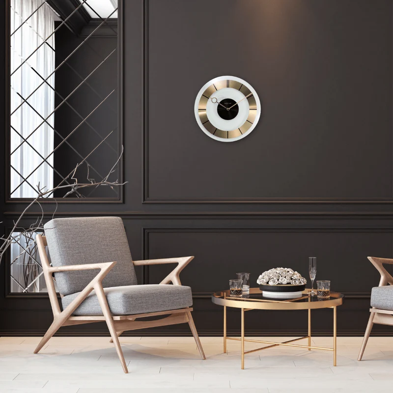 Wall clock - 31 cm - Aluminium - Glass - 'Retro'
