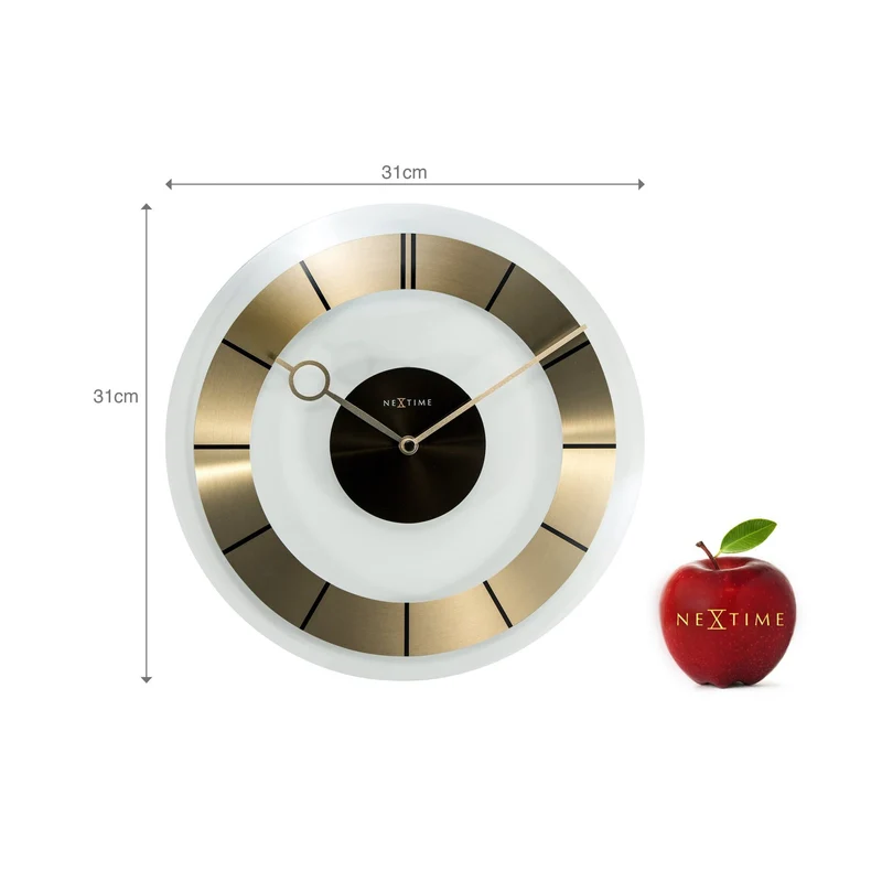 Wall clock - 31 cm - Aluminium - Glass - 'Retro'