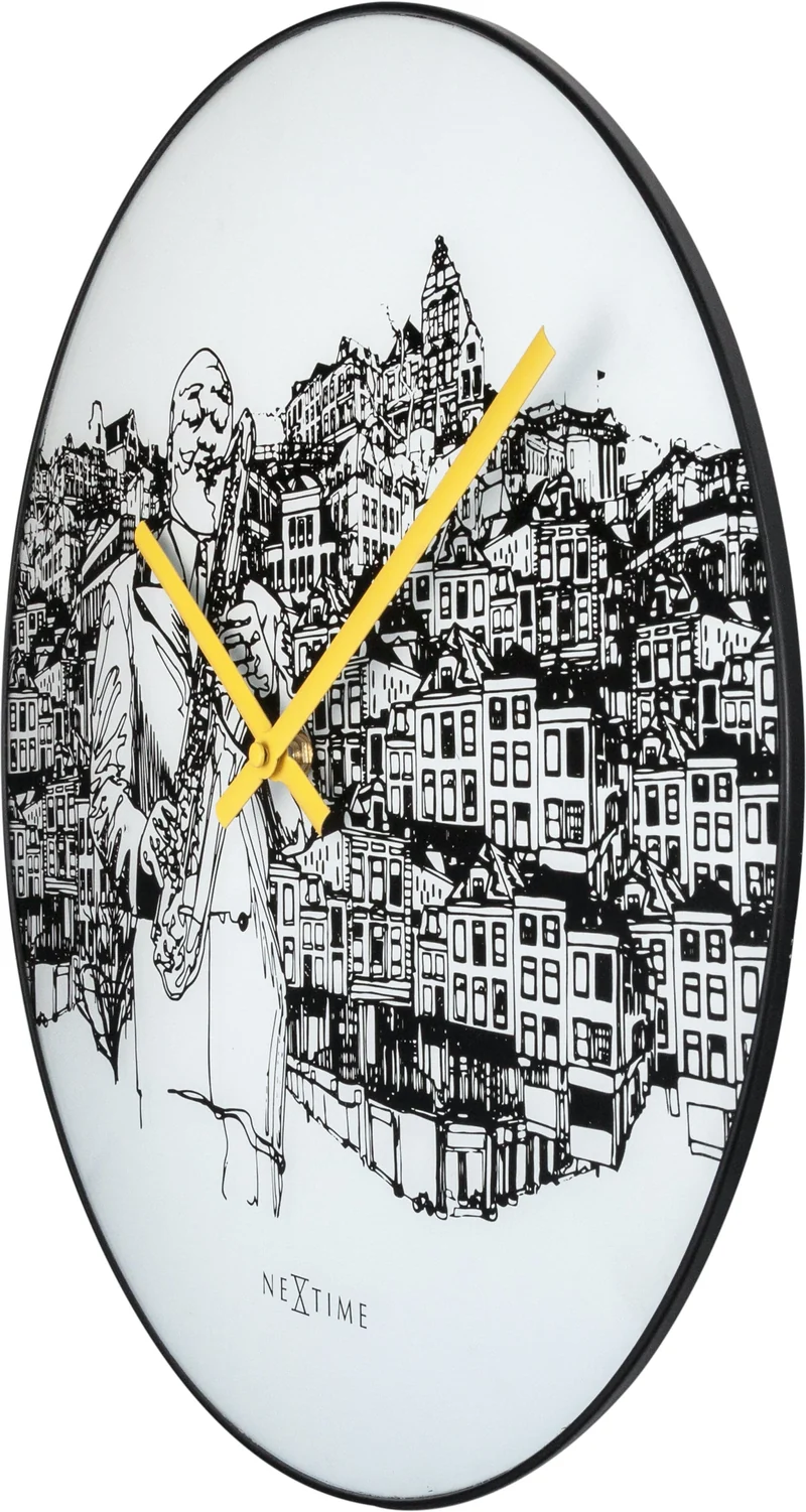 Wall clock - 40 cm - Glass / Metal - Sax City