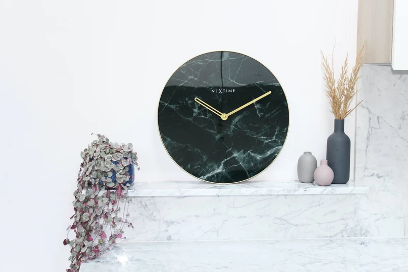 Wall clock - 40 cm - Glass / Metal - 'Marble'