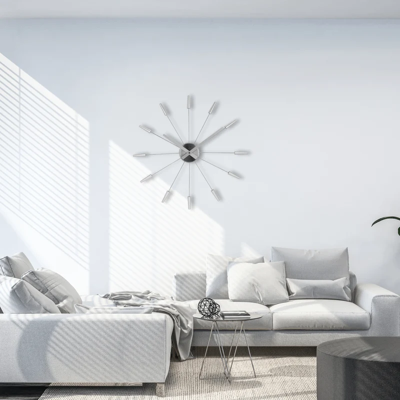 Silent Wall clock - Vintage - 58cm - Stainless Steel - 'Plug Inn'