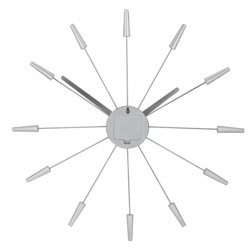 Silent Wall clock - Vintage - 58cm - Stainless Steel - 'Plug Inn'
