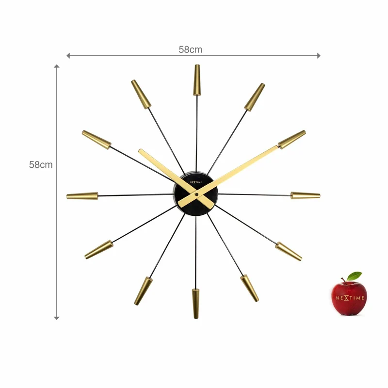 Silent Wall clock - Vintage - 58cm - Stainless Steel - 'Plug Inn'