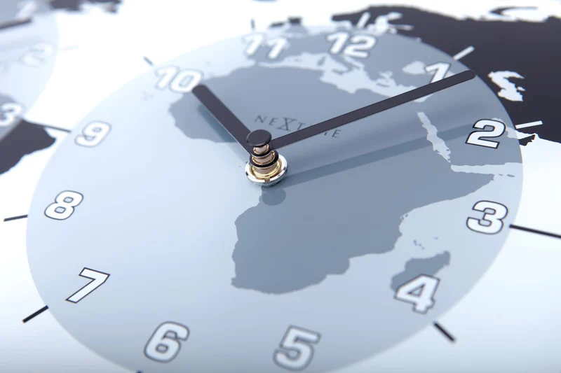 Wall clock - 50 x 18.6 x 3.6 cm - Glass - World time clock- 'Mondial'