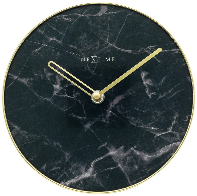 Table / Wall clock - 20 cm - Glass / Metal - 'Marble'