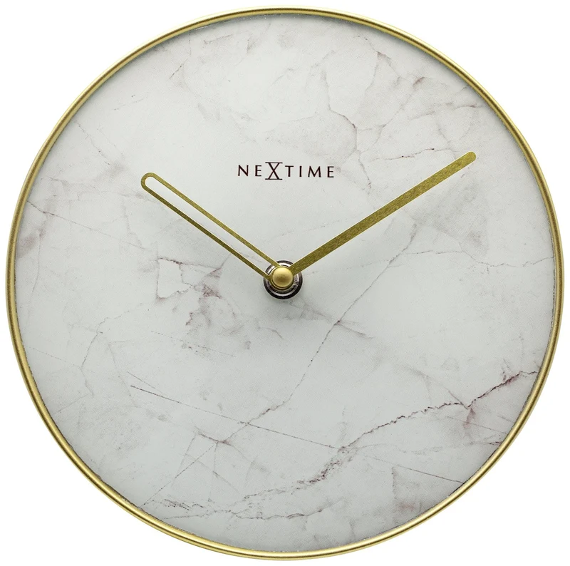 Table / Wall clock - 20 cm - Glass / Metal - 'Marble'