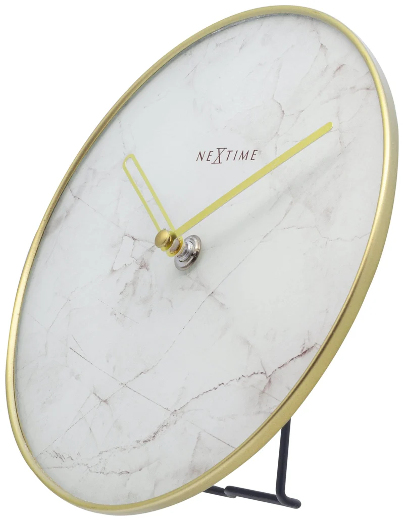 Table / Wall clock - 20 cm - Glass / Metal - 'Marble'