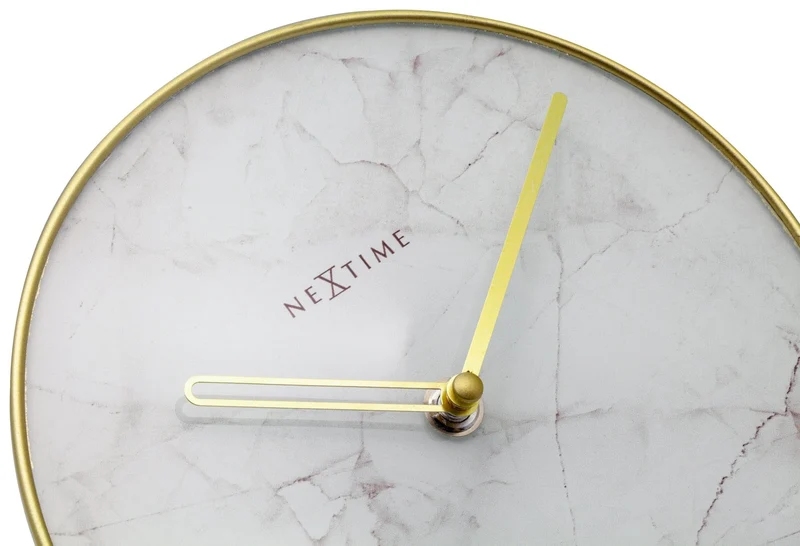 Table / Wall clock - 20 cm - Glass / Metal - 'Marble'