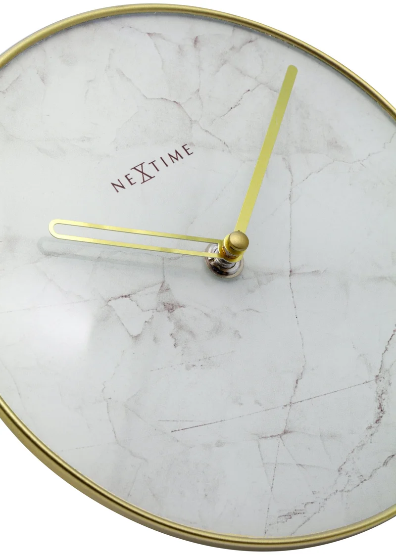 Table / Wall clock - 20 cm - Glass / Metal - 'Marble'