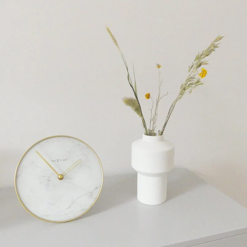 Table / Wall clock - 20 cm - Glass / Metal - 'Marble'
