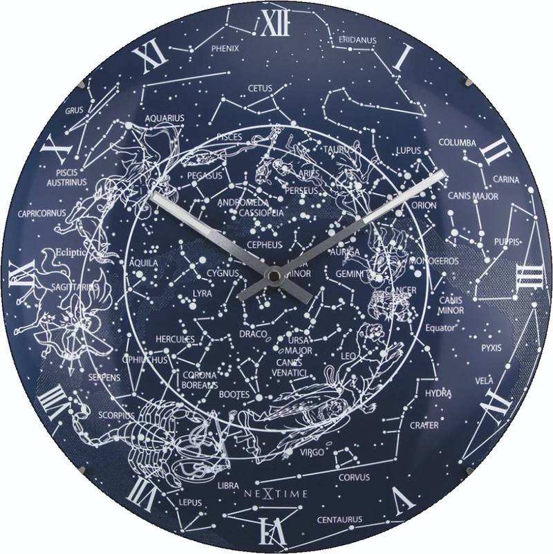 Wall clock - 35 cm - Dome Glass - Glow-in-the-dark- 'Milky Way dome'