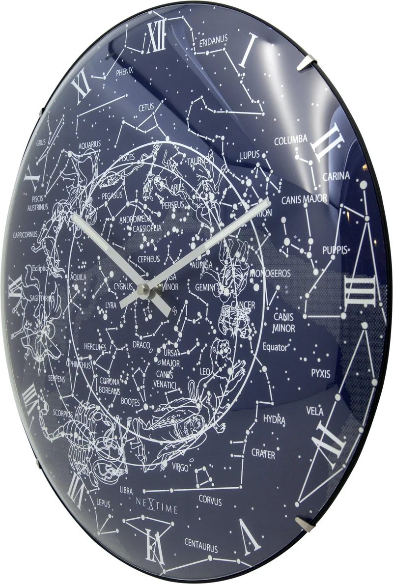 Wall clock - 35 cm - Dome Glass - Glow-in-the-dark- 'Milky Way dome'