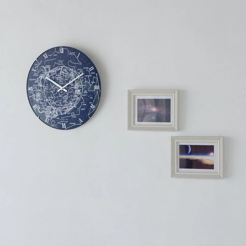 Wall clock - 35 cm - Dome Glass - Glow-in-the-dark- 'Milky Way dome'