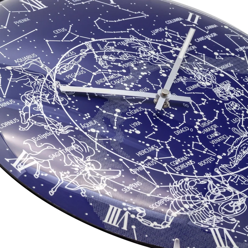 Wall clock - 35 cm - Dome Glass - Glow-in-the-dark- 'Milky Way dome'