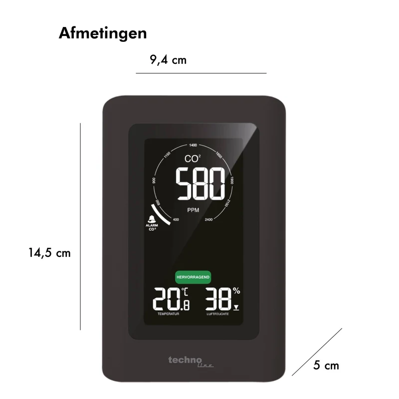 CO2-Messgerät für die Luftqualität - Thermometer / Hygrometer - Technoline WL 1030