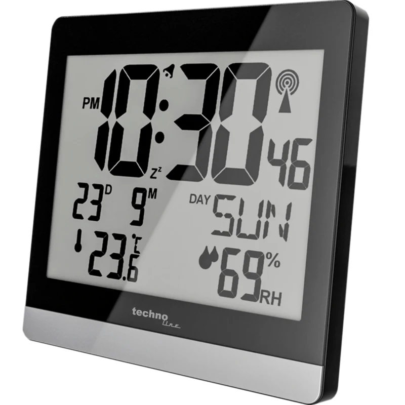 Digitale Funkwanduhr / Tischuhr - Thermometer / Hygrometer - Datum - Schlummerfunktion Technoline WS 8014
