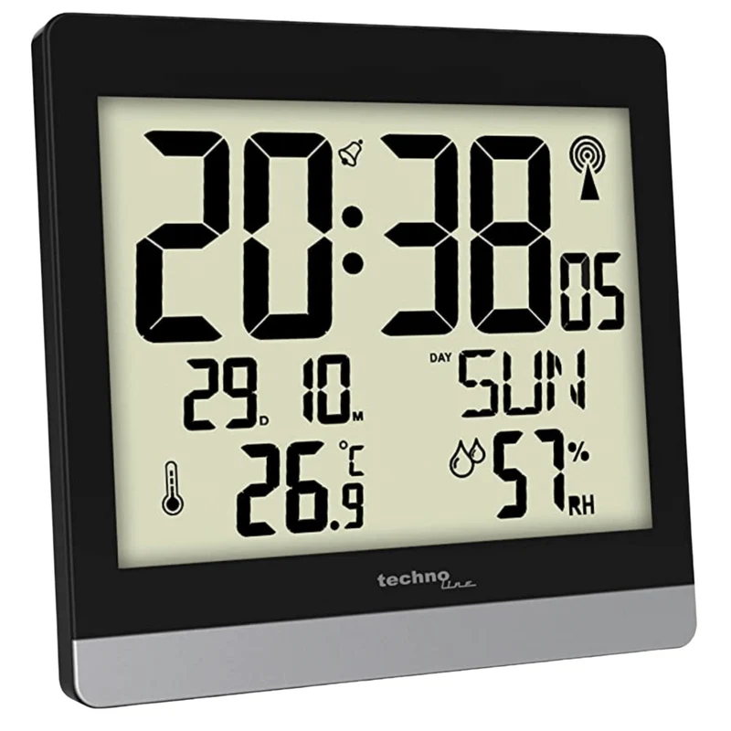 Digitale Funkwanduhr / Tischuhr - Thermometer / Hygrometer - Datum - Schlummerfunktion Technoline WS 8014