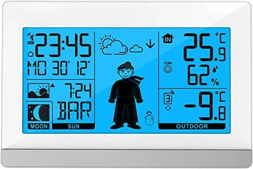 Wetterstation - Inkl. Außensensor - Wettervorhersage - Wecker - Funkgesteuert - WS9612 weiß