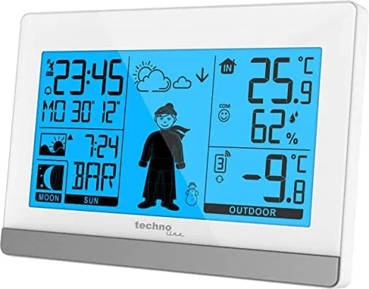 Wetterstation - Inkl. Außensensor - Wettervorhersage - Wecker - Funkgesteuert - WS9612 weiß