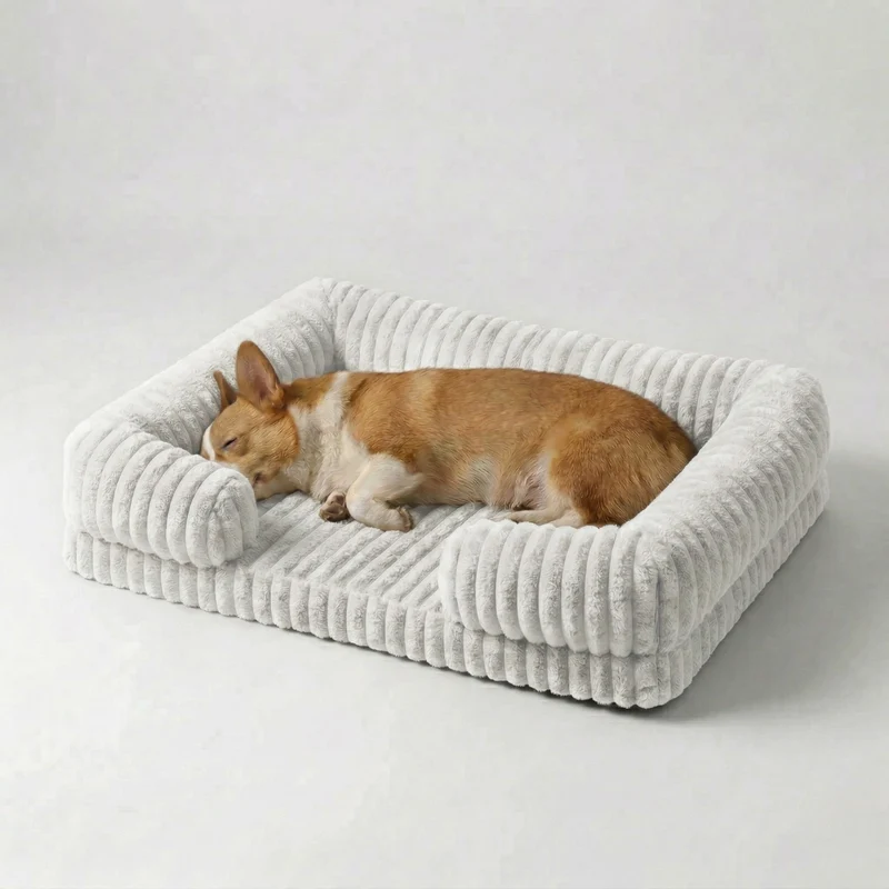Hondenmand met Verhoogde Rand Sofa-Stijl Memory Foam Orthopedisch Wasbaar Comfort voor Kleine Middelgrote Honden | Sansoti