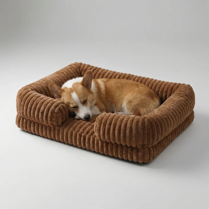 Hondenmand met Verhoogde Rand Sofa-Stijl Memory Foam Orthopedisch Wasbaar Comfort voor Kleine Middelgrote Honden | Sansoti