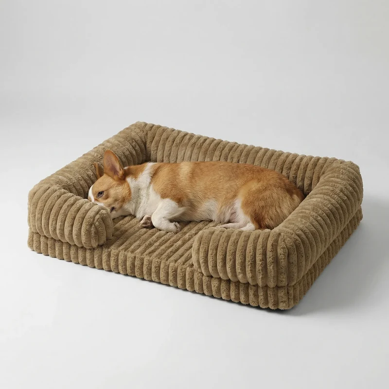 Hondenmand met Verhoogde Rand Sofa-Stijl Memory Foam Orthopedisch Wasbaar Comfort voor Kleine Middelgrote Honden | Sansoti
