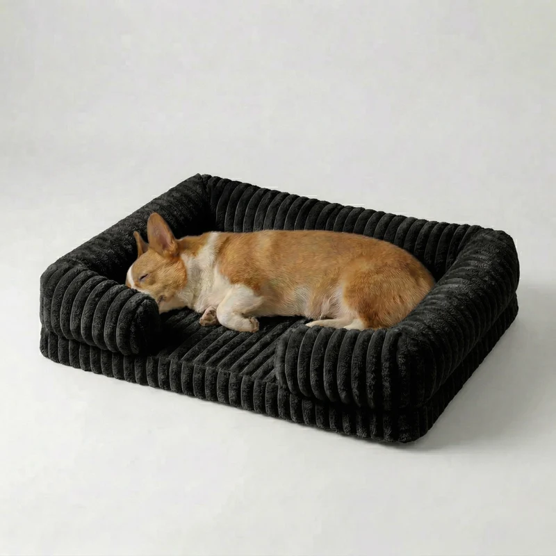 Hondenmand met Verhoogde Rand Sofa-Stijl Memory Foam Orthopedisch Wasbaar Comfort voor Kleine Middelgrote Honden | Sansoti