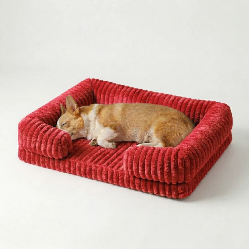 Hondenmand met Verhoogde Rand Sofa-Stijl Memory Foam Orthopedisch Wasbaar Comfort voor Kleine Middelgrote Honden | Sansoti