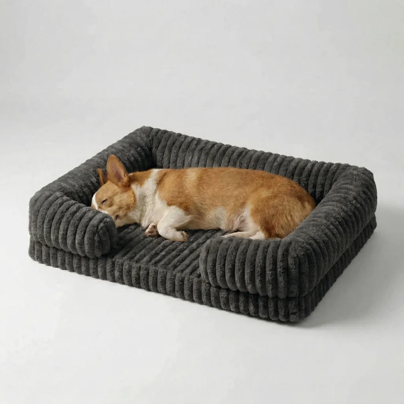 Hondenmand met Verhoogde Rand Sofa-Stijl Memory Foam Orthopedisch Wasbaar Comfort voor Kleine Middelgrote Honden | Sansoti