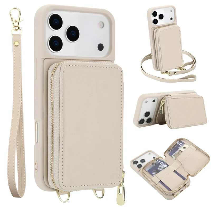 Telefoonhoesje met Portemonnee Crossbody Band iPhone Kunstleer Kaarthouder Standaard Handsfree Bescherming | Sansoti