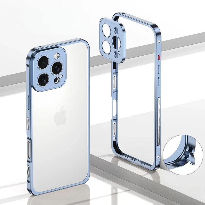 iPhone Bumper Case Aluminium met Ventilatie Camera Beschermer Schokbestendig Frame Stevige Telefoonhoes | Sansoti