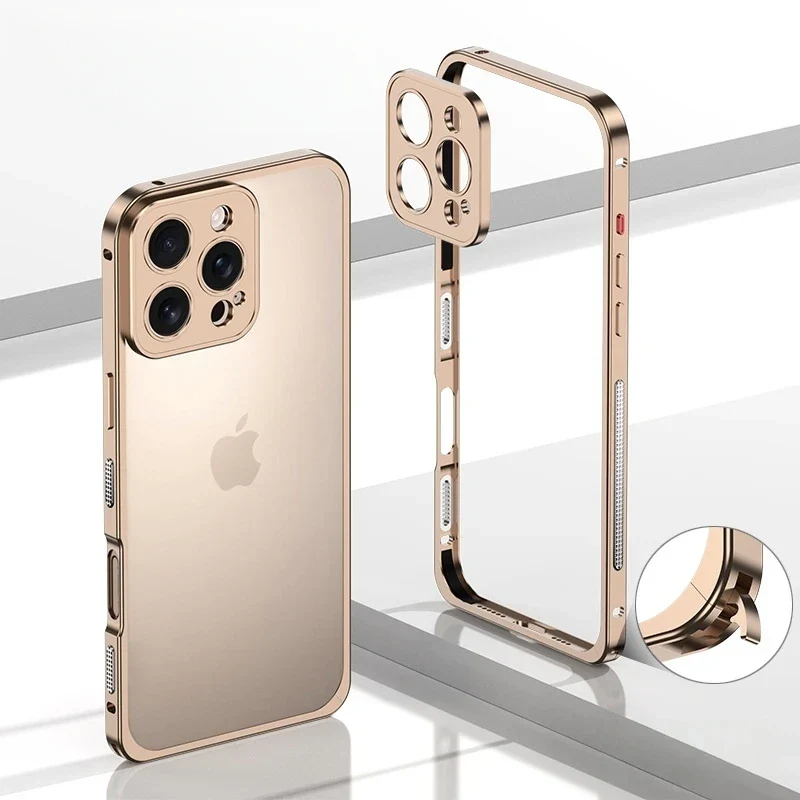 iPhone Bumper Case Aluminium met Ventilatie Camera Beschermer Schokbestendig Frame Stevige Telefoonhoes | Sansoti