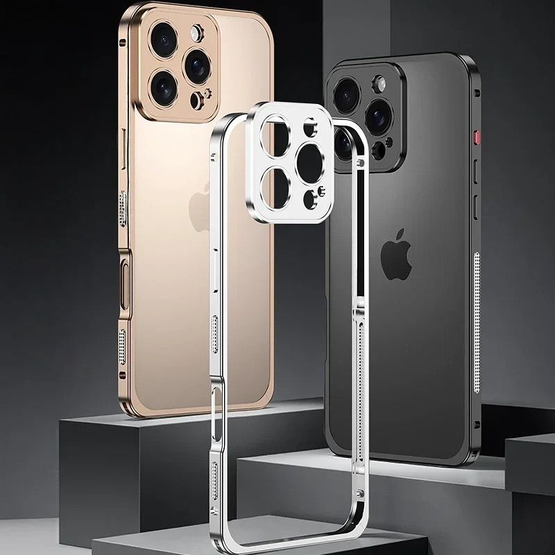 iPhone Bumper Case Aluminium met Ventilatie Camera Beschermer Schokbestendig Frame Stevige Telefoonhoes | Sansoti