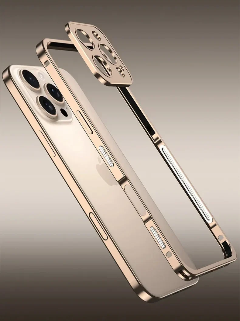 iPhone Bumper Case Aluminium met Ventilatie Camera Beschermer Schokbestendig Frame Stevige Telefoonhoes | Sansoti