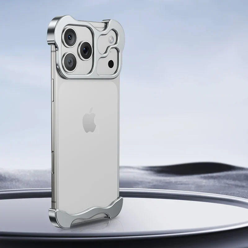 Randloos Aluminium iPhone Hoesje Minimalistisch Design Anti-Kras Bescherming 7 Kleuren 12 13 14 15 16 17 Pro Max | Sansoti